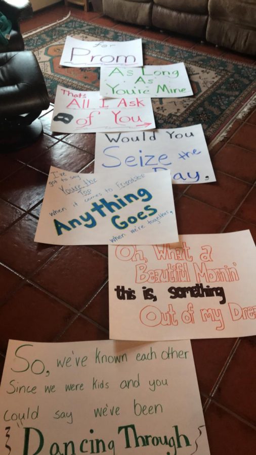 The posters Nathan Zetts created to promposal Paige.