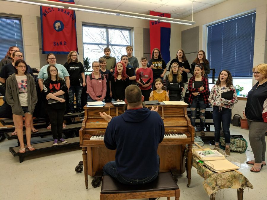 The WB Chorus performing after an improvised plan for the music department.