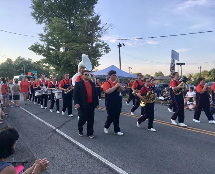 Mr.+Jones+Marching+along+side+the+Warrior+Band+at+the+Curwensville+Parade