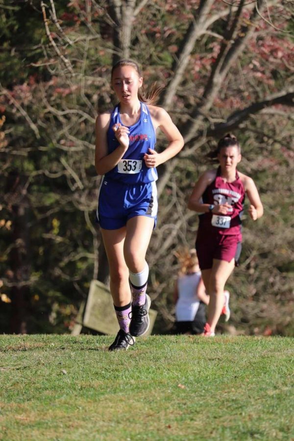 Erika running her ICC meet at Juniata Valley Last Thursday. She placed 8th overall in the race.