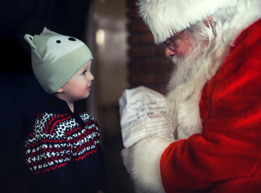 Santa talking to a child