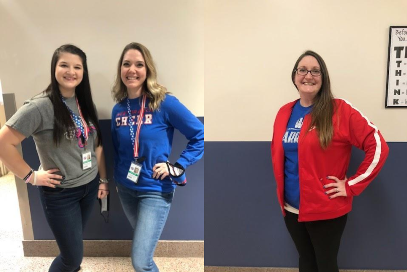 Coaches Heather Dobo, Mallarie Maines, and Julie McDowell showing their warrior pride.