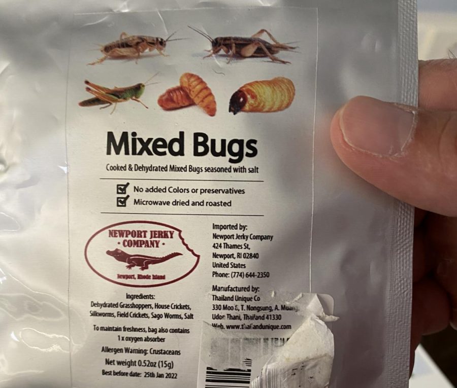 This is the packaging of the dried bugs that the geography students ate.
