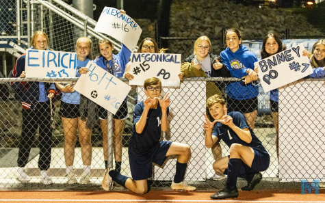 The Lady Warrior soccer team came to support the Mounties. 