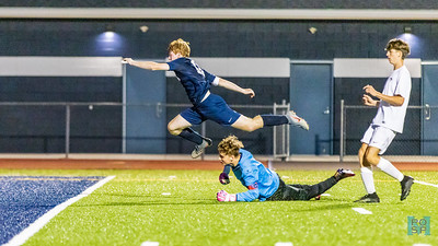 Alex Godin hurdles the goalie on a breakaway, resulting in a goal for the Mounties.