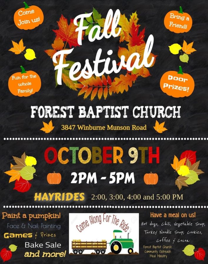 Information and schedules for the Forest Baptist Church’s Fall Festival