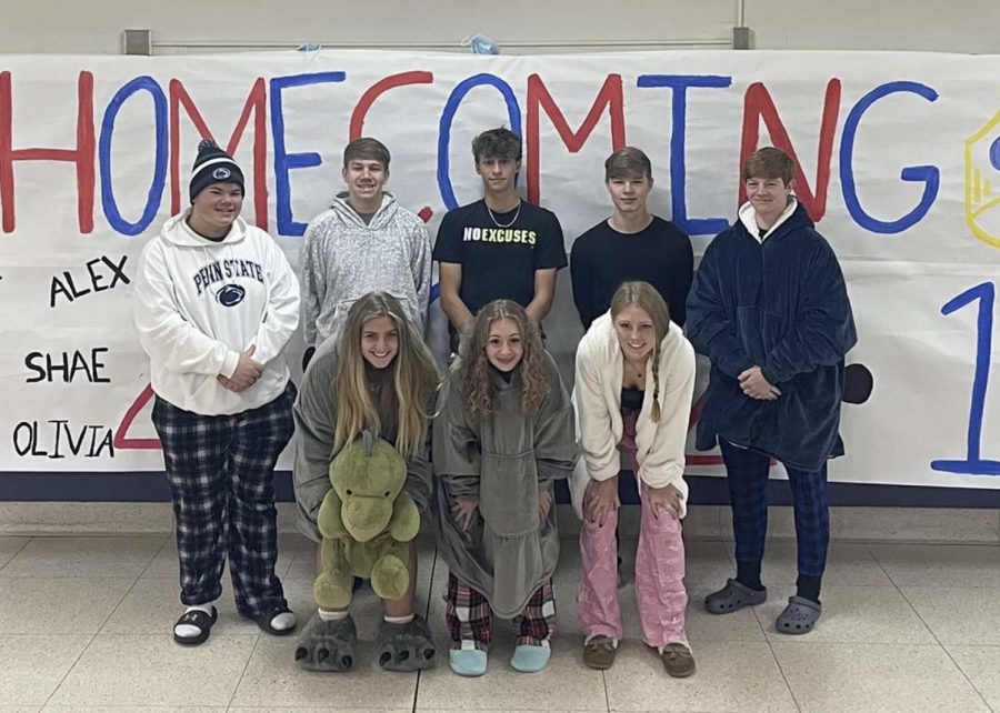 The Homecoming Court poses for a picture for pajama day on Wednesday.