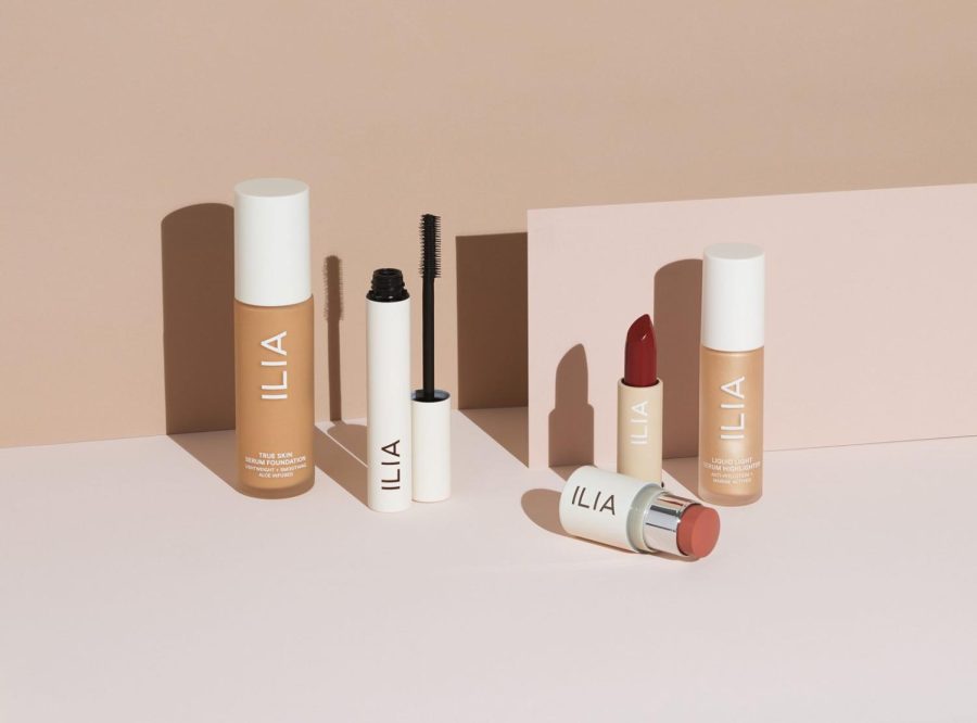 Shown is some of Ilias products, such as their lipstick and their foundation.