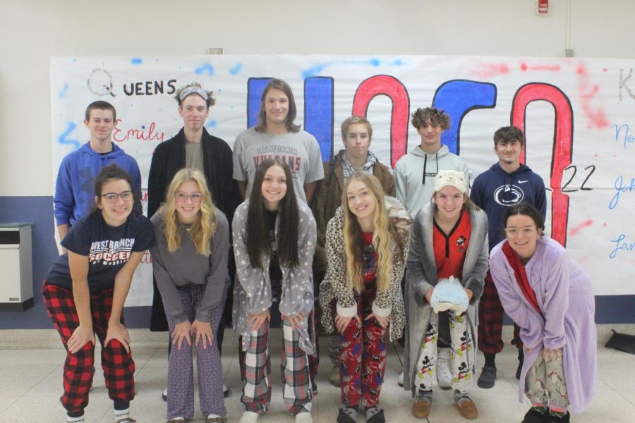 The+homecoming+court+shows+their+school+spirit+by+staying+comfy+on+pajama+day.