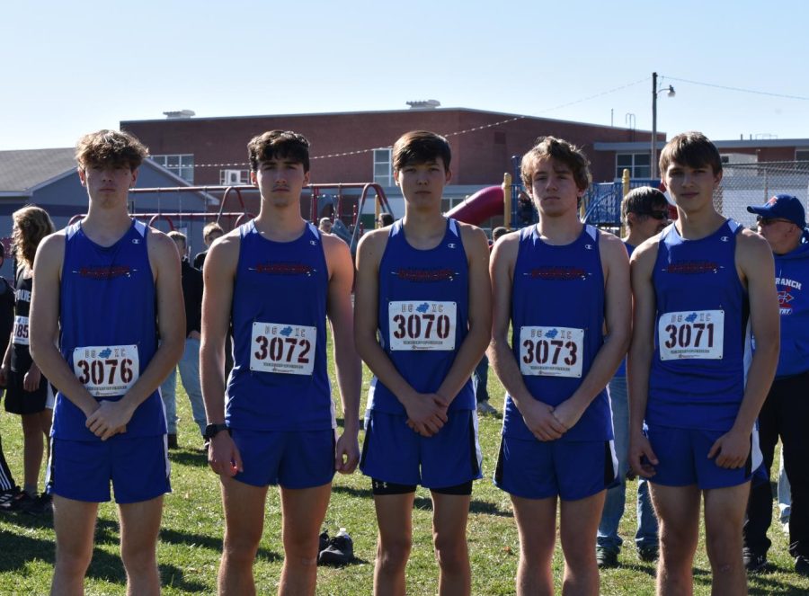 The Varsity Cross Country boys put their game faces on before the meet.