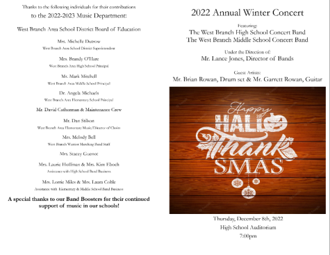 The front and back pages of the program for the band concert.