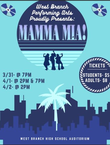 A flyer promoting West Branch’s spring production of Mamma Mia!