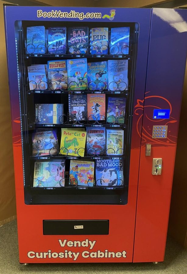 The West Branch community’s newest addition, Vendy, the book vending machine.