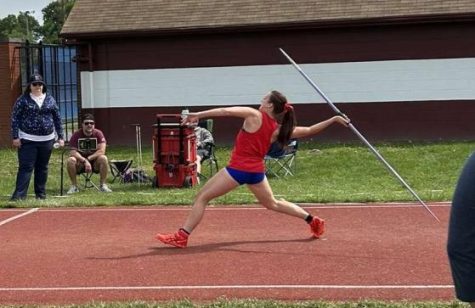 Marley Croyle gets ready to throw a javelin at the meet.