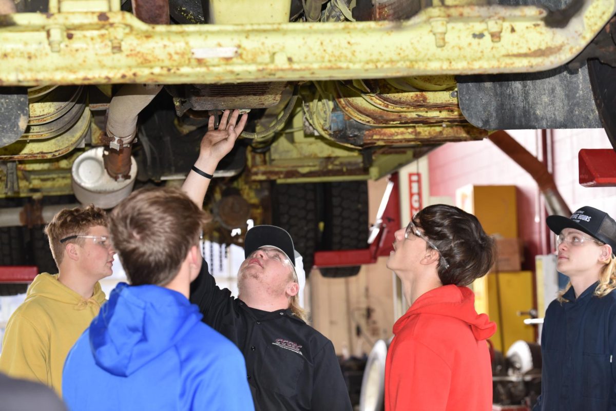 West Branch Sophomores visit the Diesel Mechanics Shop, joined by current WB and CCCTC student Cody Kephart.