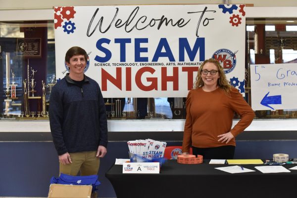 Mrs. O’Hare and Pennsylvania State Representative Dallas Kephart in front of the STEAM Night banner.