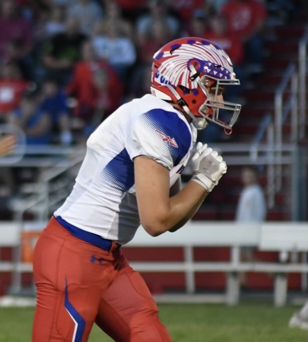 Owen Koleno runs the ball in a game against Claysburg-Kimmel.