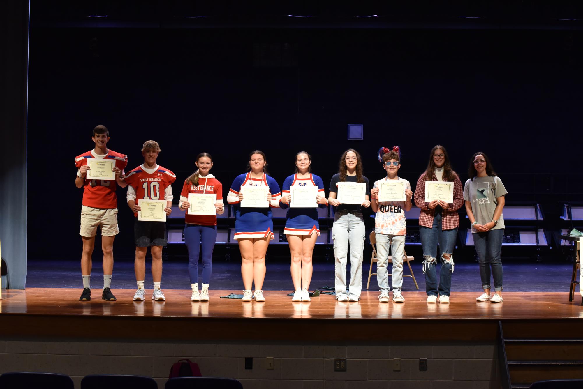 The award winners from the 2024 Challenge Program. Left: Evan Emigh, Coby Kephart, Gracie Eyerly, Samantha Stencil, Layla Thompson, Cheyanne Kopenhaver, Joey Kovalcin, and Alexa Prestash. Missing from photo: Matthew Banghart, and Kamryn Bloom.