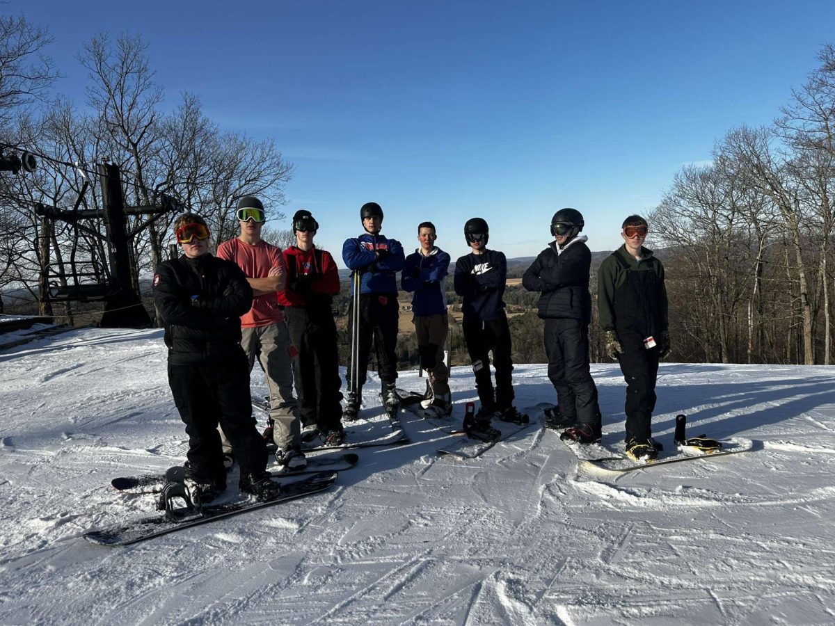  The Warriors 2023-2024 ski club boys: Logan Kyler, Noah Emigh, Brody Rothrock, Logan Kolp, Jacob Alexander, Lukas Colton, Joel Evans, and Braden Brown enjoy their trip to Sawmill Ski Resort.