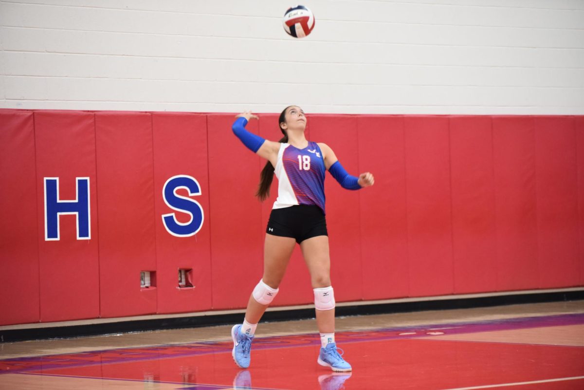 Haley Woodling serving the ball in a recent game against Curwensville.