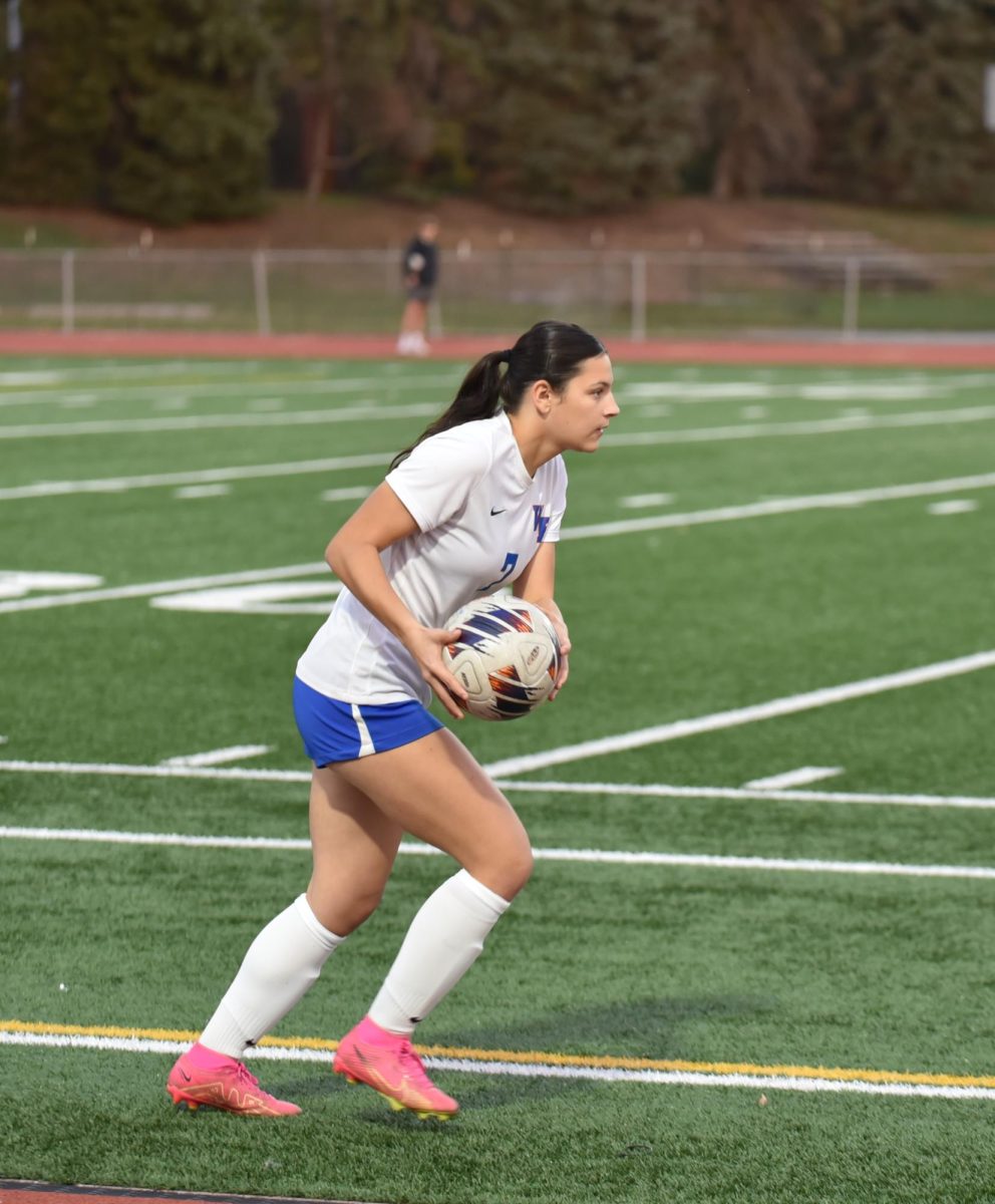 Natalie Yingling getting ready to throw the ball in at the District 6 Championship last season