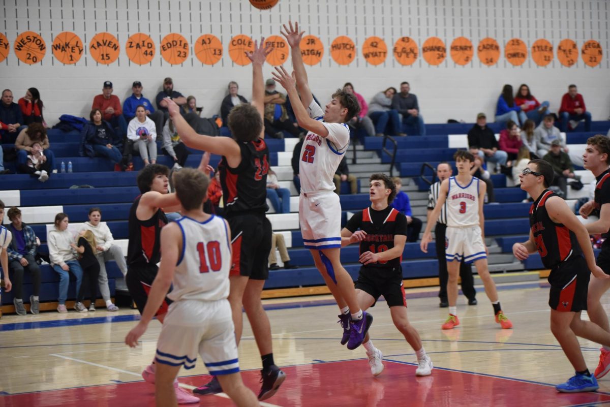 Easton Emigh fighting for the rebound in a recent game against Bucktail. 