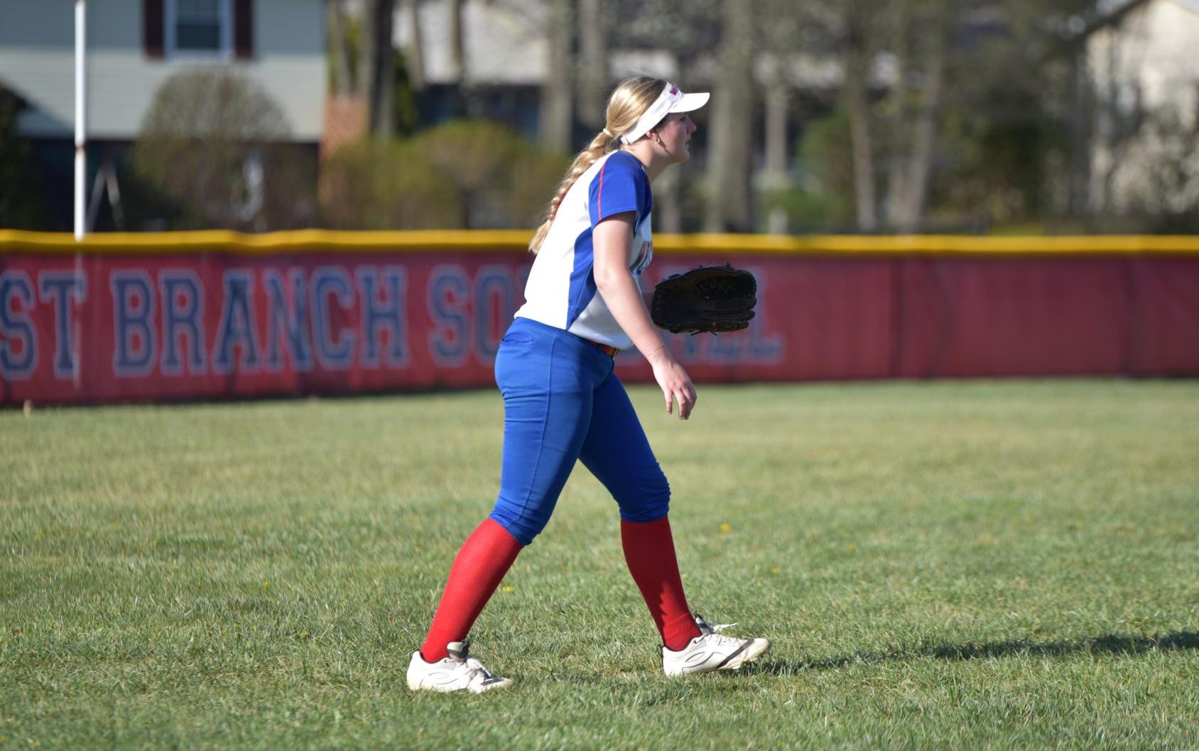 Bella Koleno reads the pitch and gets ready to make a play.