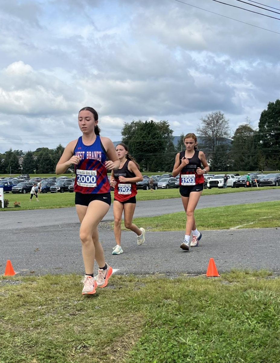 West Branch cross country runner Ashley Causer races past competitors from Tussey Mountain.